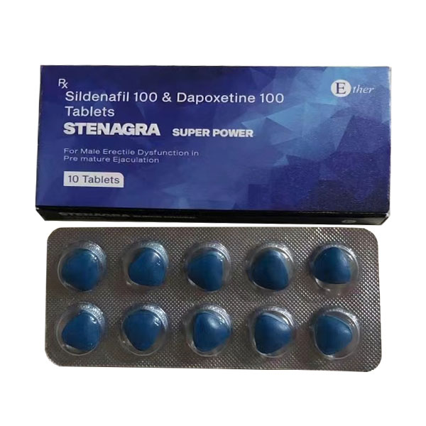 藍鑽超級偉哥威而鋼雙效片 Stenagra super power Sildenafil 100 & Dapoxetine 100 Tablets 10粒/盒 香港現貨正品